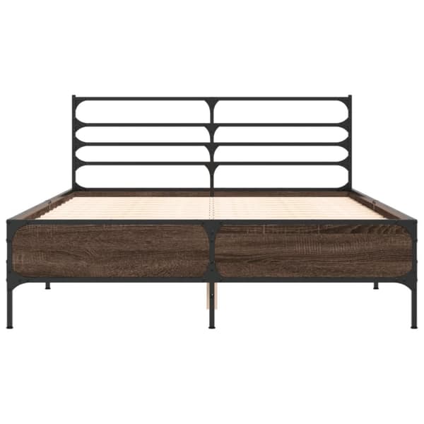 vidaXL Sengeramme brun eik 120x190 cm konstruert tre og metall