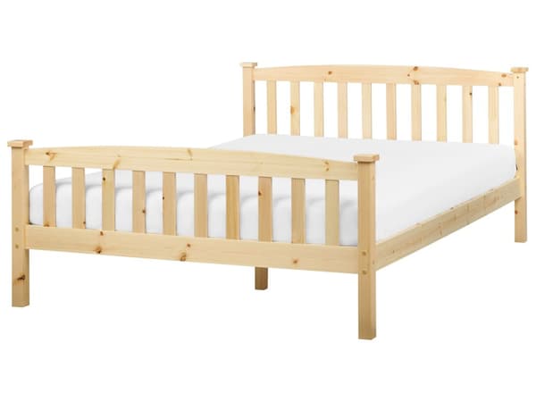Parisänky vaalea puu mänty 140 x 200 cm sälepohja minimalistinen skandinaavinen tyyli