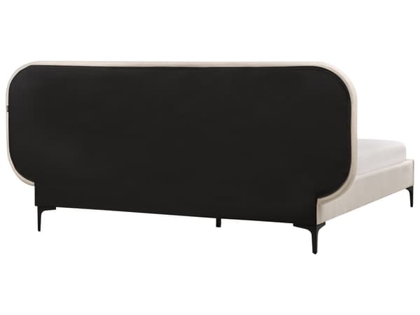 Sänky vaalea beige sametti verhoilu runko 160 x 200 cm sängynpääty moderni tyyli