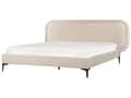 Pikkukuva 1 / 10: Sänky vaalea beige sametti verhoilu runko 160 x 200 cm sängynpääty moderni tyyli