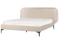 Pikkukuva 1 / 10: Sänky vaalea beige sametti verhoilu runko 140 x 200 cm sängynpääty moderni tyyli