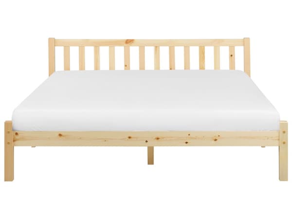 Seng Lyst Træ 160 x 200 cm Moderne Dobbeltseng med Sengegavl To Mands Lav Sengeramme Minimalistisk Design Træseng