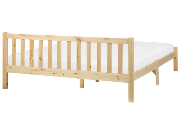 Seng Lyst Træ 160 x 200 cm Moderne Dobbeltseng med Sengegavl To Mands Lav Sengeramme Minimalistisk Design Træseng