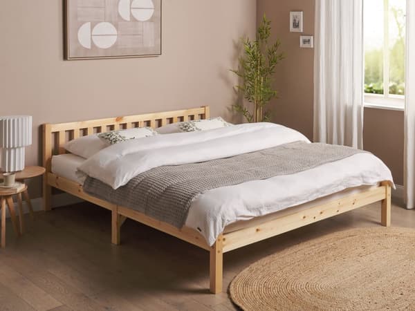 Seng Lyst Træ 160 x 200 cm Moderne Dobbeltseng med Sengegavl To Mands Lav Sengeramme Minimalistisk Design Træseng