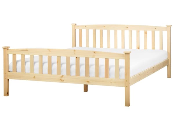 Seng Lyst Træ 160 x 200 cm Moderne Dobbeltseng med Sengegavl To Mands Lav Sengeramme Minimalistisk Design Træseng