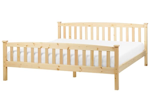 Seng Lyst Træ 180 x 200 cm Moderne Dobbeltseng med Sengegavl To Mands Lav Sengeramme Minimalistisk Design Træseng