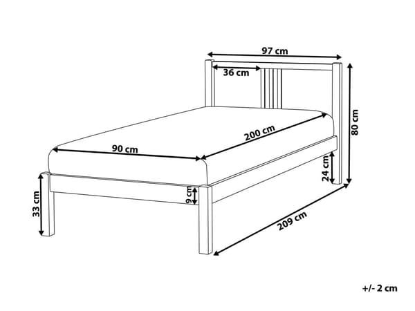 Enkeltseng Lyst Træ 90 x 200 cm Design Sengeramme Enkeltmands Seng Juniorseng Træseng