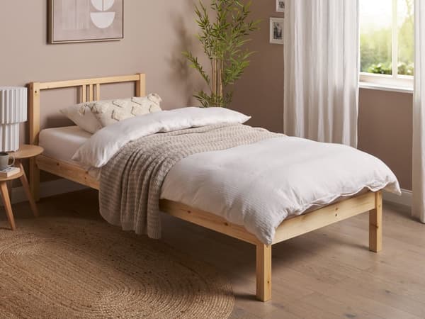 Enkeltseng Lyst Træ 90 x 200 cm Design Sengeramme Enkeltmands Seng Juniorseng Træseng