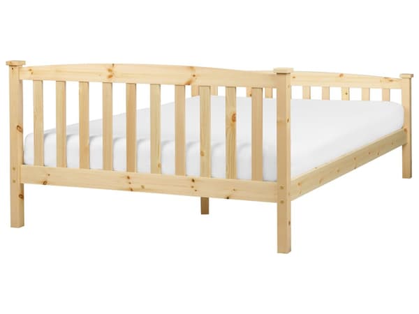 Seng Lyst Træ 140 x 200 cm Klassisk Trekvart Seng med Sengegavl Halvandenmandsseng Lav Sengeramme Minimalistisk Design Træseng