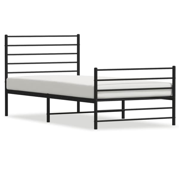 The Living Store sengeramme med sengegavl og fodgærde 100x190 cm metal sort - Senge & sengeramme