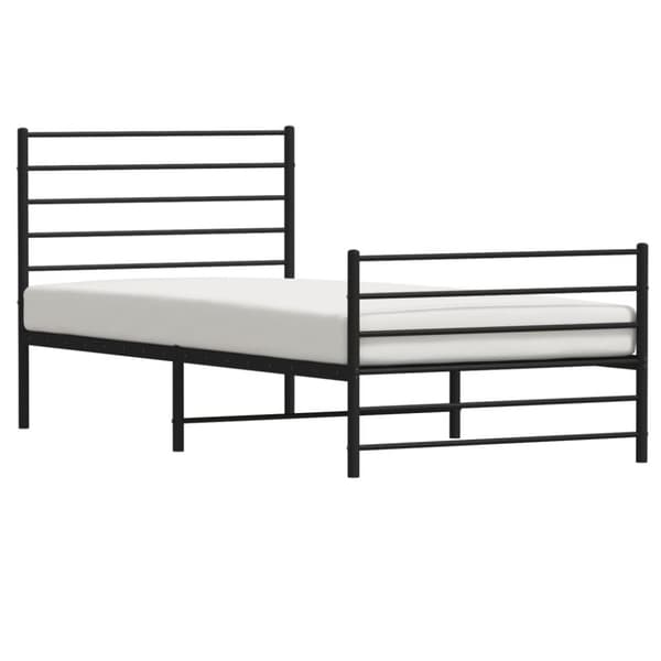 The Living Store sengeramme med sengegavl og fodgærde 100x190 cm metal sort - Senge & sengeramme
