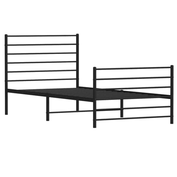 The Living Store sengeramme med sengegavl og fodgærde 100x190 cm metal sort -  Senge & sengeramme