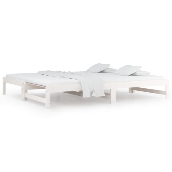 The Living Store daybed med udtræk 2x(90x200) cm massivt fyrretræ hvid -  Senge & sengeramme