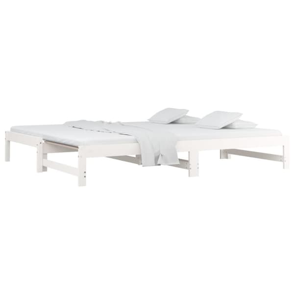The Living Store daybed med udtræk 2x(90x200) cm massivt fyrretræ hvid -  Senge & sengeramme