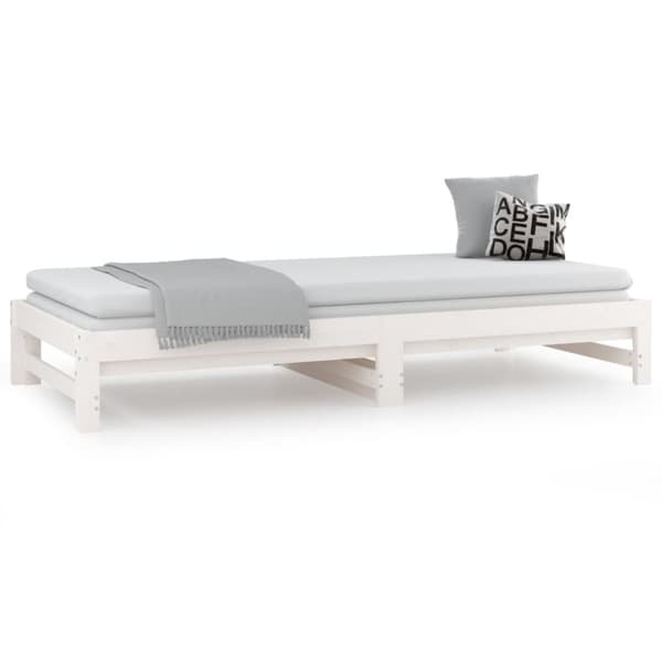 The Living Store daybed med udtræk 2x(90x200) cm massivt fyrretræ hvid -  Senge & sengeramme