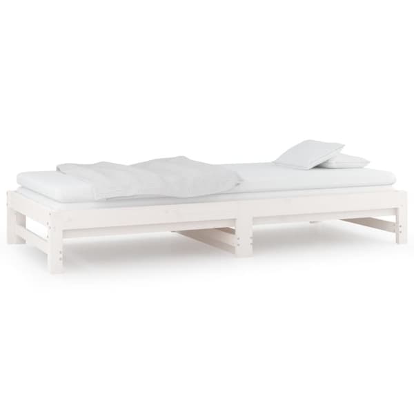 The Living Store daybed med udtræk 2x(90x200) cm massivt fyrretræ hvid -  Senge & sengeramme