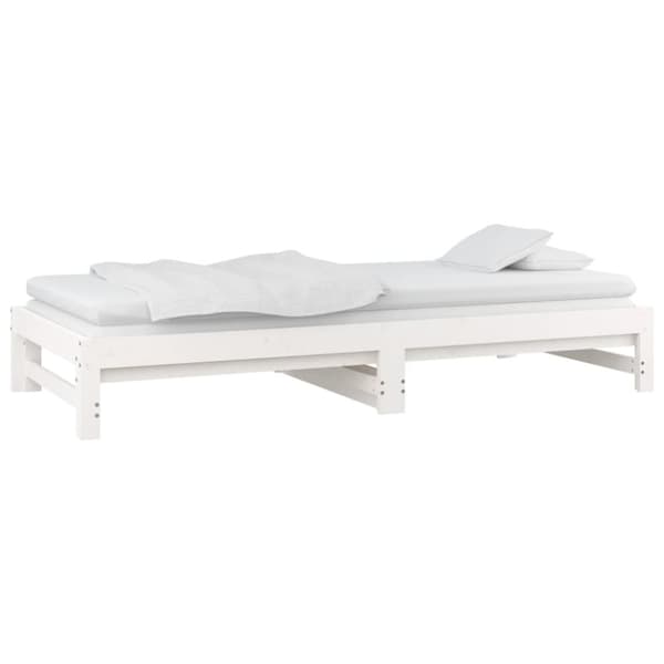 The Living Store daybed med udtræk 2x(90x200) cm massivt fyrretræ hvid -  Senge & sengeramme