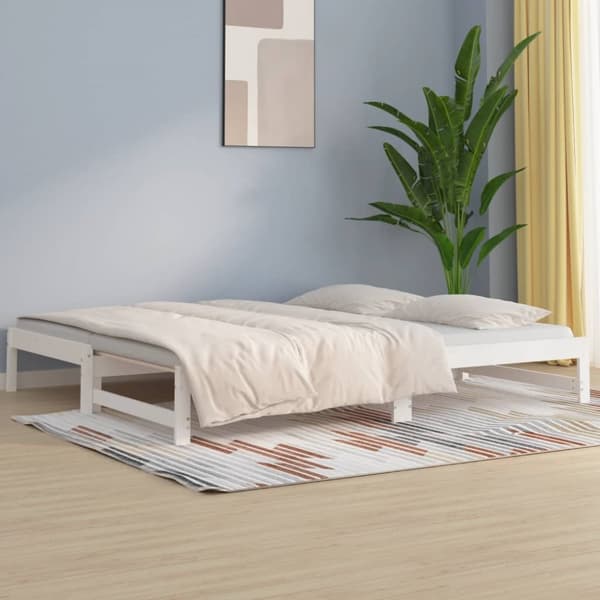 The Living Store daybed med udtræk 2x(90x200) cm massivt fyrretræ hvid -  Senge & sengeramme