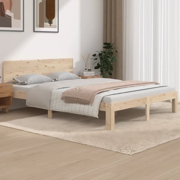 The Living Store sengeramme 140x190 cm massivt fyrretræ - Senge & sengeramme
