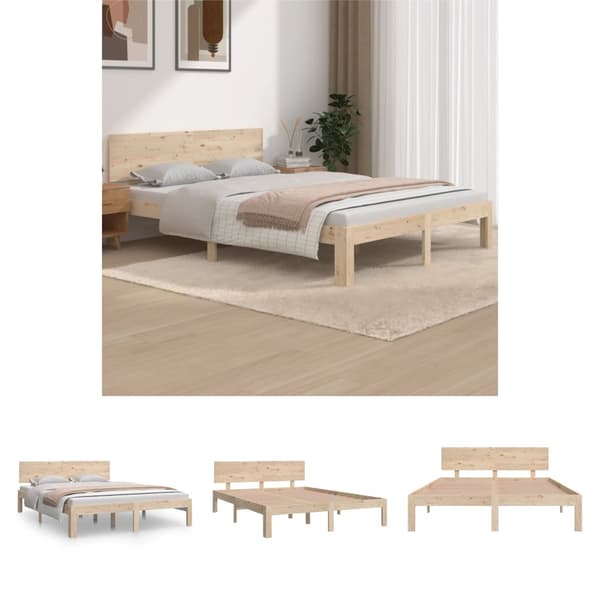 The Living Store sengeramme 140x190 cm massivt fyrretræ - Senge & sengeramme