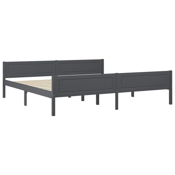 The Living Store sengestel 200x200 cm massivt fyrretræ grå - Senge & sengeramme