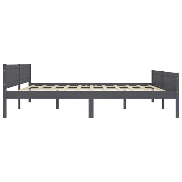 The Living Store sengestel 200x200 cm massivt fyrretræ grå - Senge & sengeramme