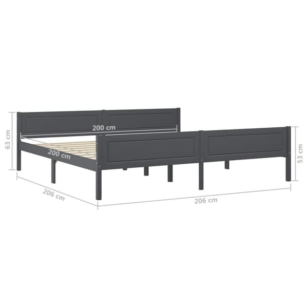 The Living Store sengestel 200x200 cm massivt fyrretræ grå - Senge & sengeramme