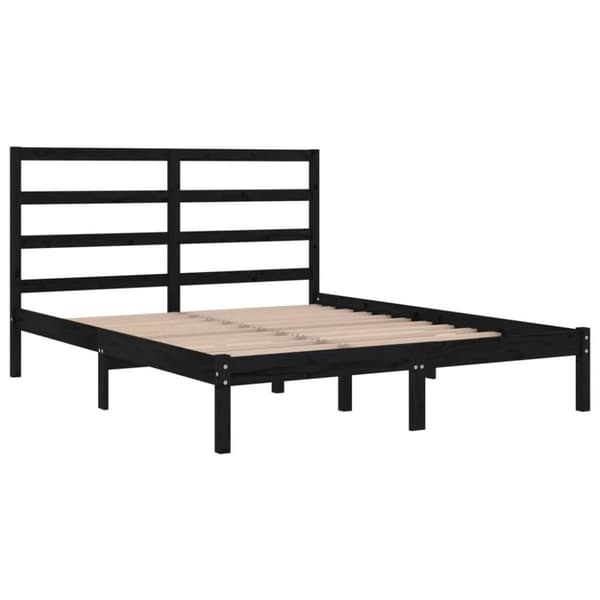 The Living Store sengeramme 140x190 cm massivt fyrretræ sort - Senge & sengeramme