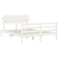 Miniatyrbillede 6 af 11: The Living Store sengeramme med sengegavl 140x200 cm massivt træ hvid -  Senge & sengeramme