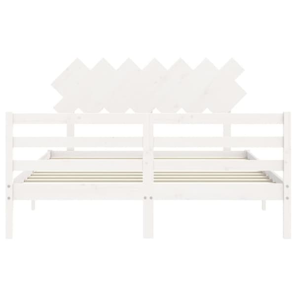 The Living Store sengeramme med sengegavl 140x200 cm massivt træ hvid -  Senge & sengeramme