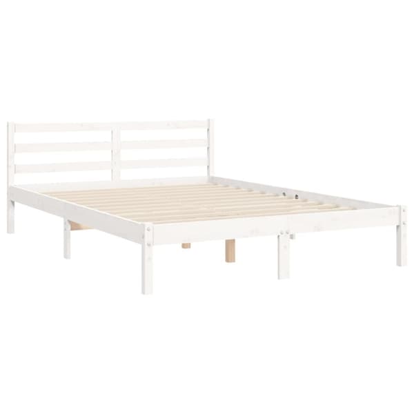 The Living Store sengeramme med sengegavl 140x200 cm massivt træ hvid -  Senge & sengeramme
