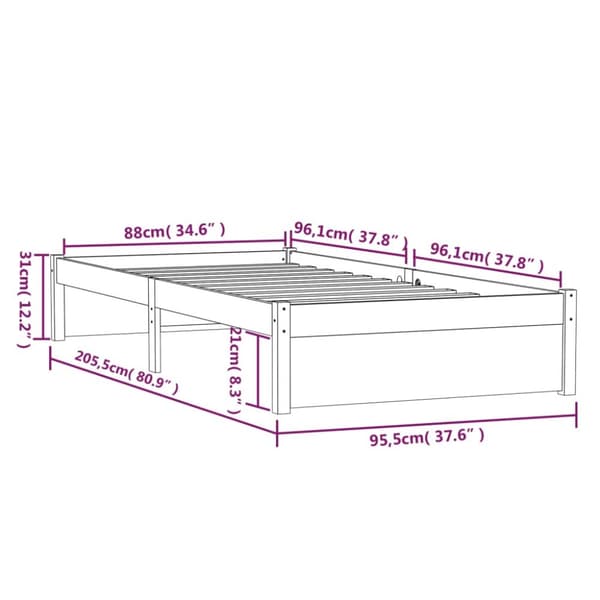 The Living Store sengeramme 90x200 cm massivt træ hvid -  Senge & sengeramme