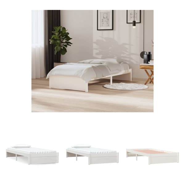 The Living Store sengeramme 90x200 cm massivt træ hvid - Senge & sengeramme