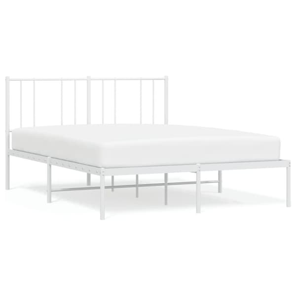 The Living Store sengeramme med sengegavl 160x200 cm metal hvid -  Senge & sengeramme