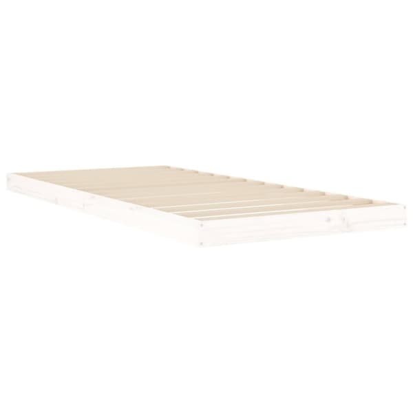 The Living Store sengeramme 90x200 cm massivt fyrretræ hvid -  Senge & sengeramme