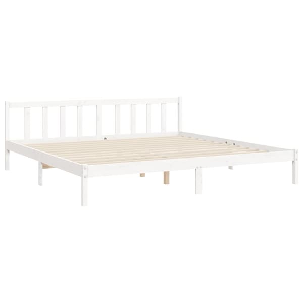 The Living Store sengeramme med sengegavl 200x200 cm massivt træ hvid - Senge & sengeramme