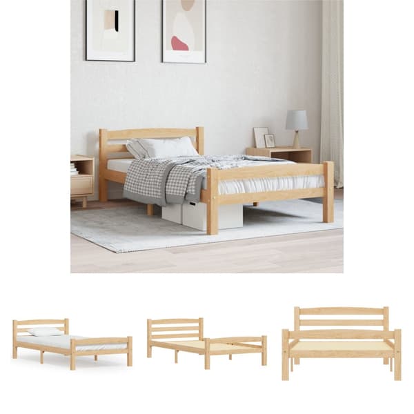 The Living Store sengestel 90x200 cm massivt fyrretræ - Senge & sengeramme