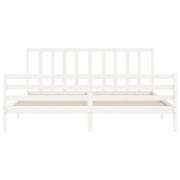 The Living Store sengeramme med sengegavl 200x200 cm massivt træ hvid - Senge & sengeramme