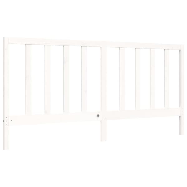 The Living Store sengeramme med sengegavl 200x200 cm massivt træ hvid - Senge & sengeramme