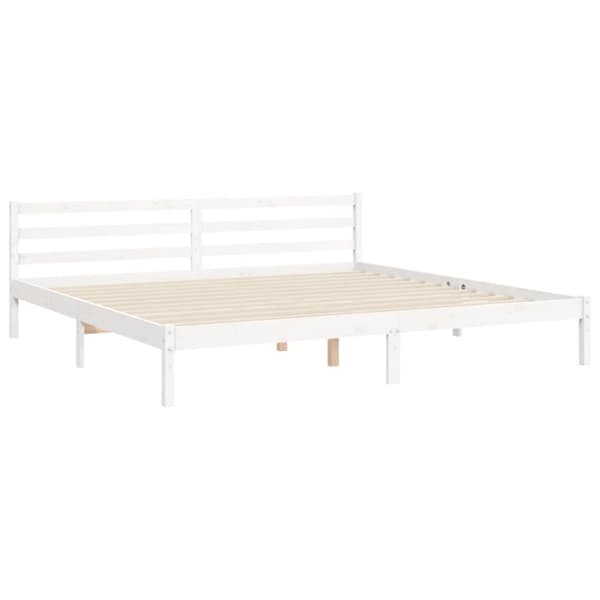 The Living Store sengeramme med sengegavl 200x200 cm massivt træ hvid - Senge & sengeramme