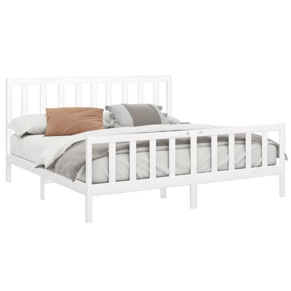 The Living Store sengeramme 200x200 cm massivt fyrretræ hvid -  Senge & sengeramme