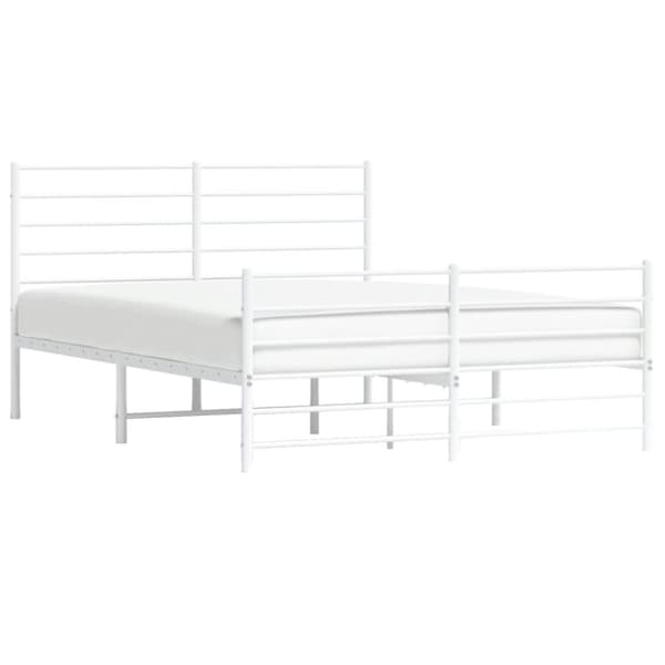 The Living Store sengeramme med sengegavl og fodgærde 120x200 cm metal hvid - Senge & sengeramme