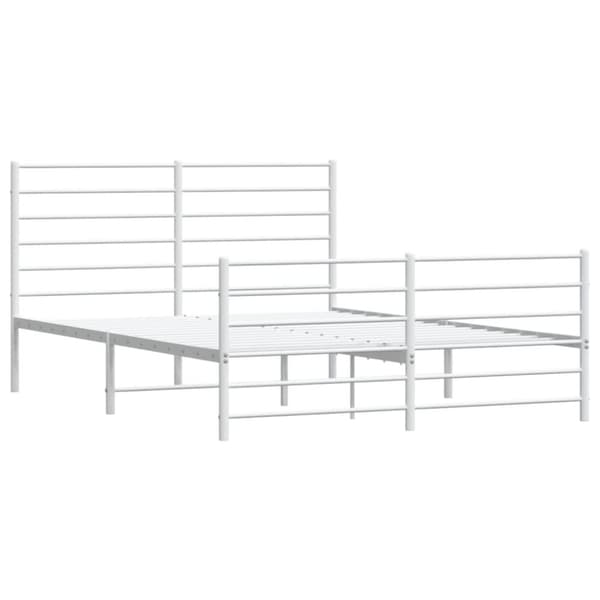The Living Store sengeramme med sengegavl og fodgærde 120x200 cm metal hvid - Senge & sengeramme