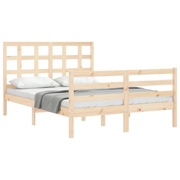 The Living Store sengeramme med sengegavl 120x200 cm massivt træ hvid - Senge & sengeramme