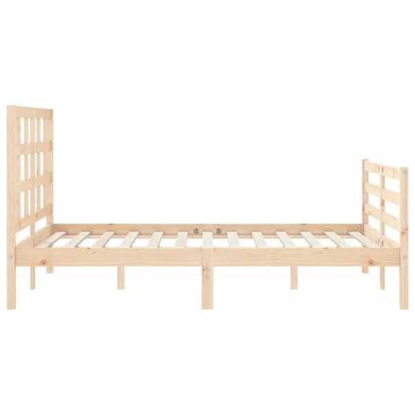 The Living Store sengeramme med sengegavl 120x200 cm massivt træ hvid - Senge & sengeramme