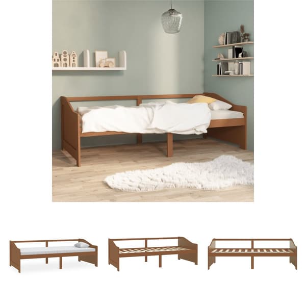 The Living Store Dagbädd 3-sits honungsbrun massiv furu 90x200 cm -  Sängar & sängramar