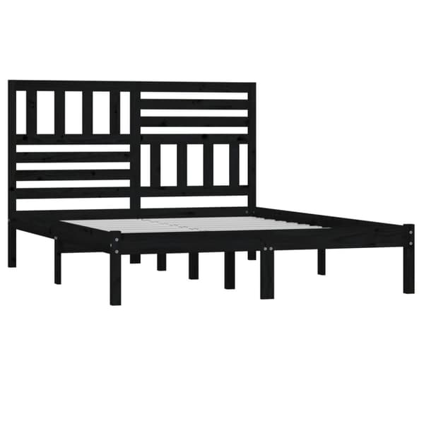 The Living Store sengeramme 140x190 cm massivt fyrretræ sort -  Senge & sengeramme