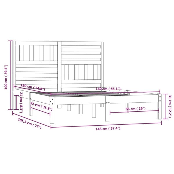 The Living Store sengeramme 140x190 cm massivt fyrretræ sort - Senge & sengeramme