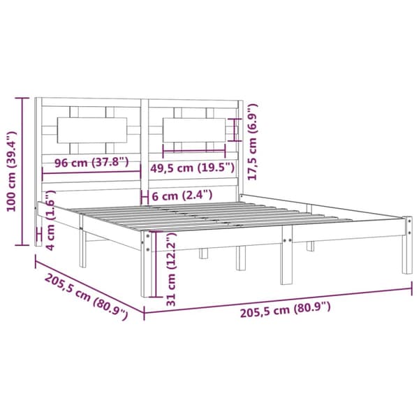 The Living Store Sängram honungsbrun massiv furu 200x200 cm - Sängar & sängramar