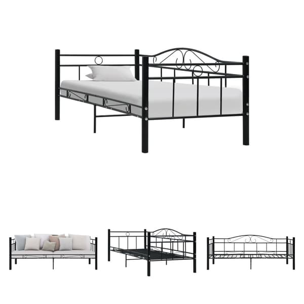The Living Store Päivävuoteenrunko musta metalli 90x200 cm -  Sängyt & sängynrungot